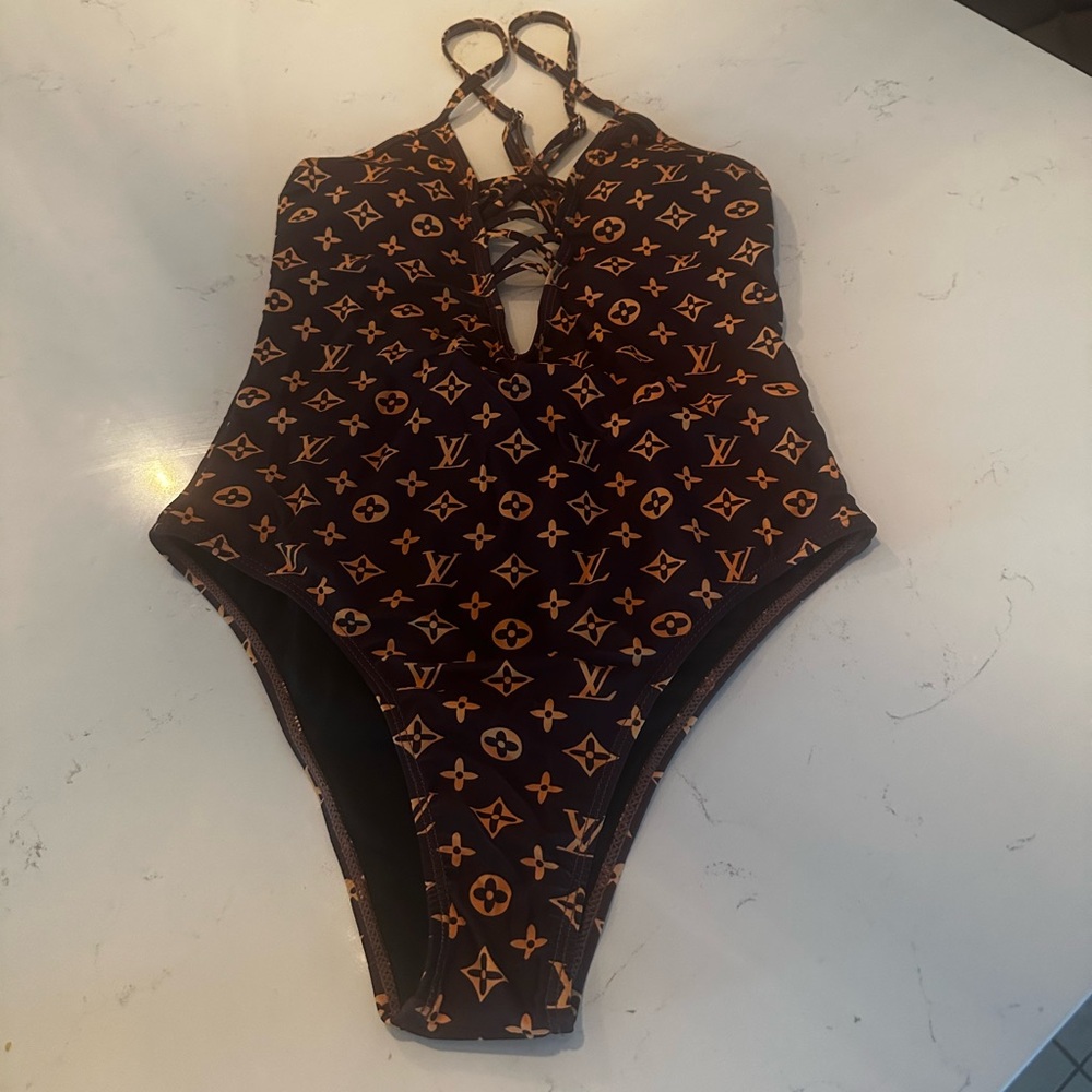Louis Vuitton Brown and Orange Monogram Swimsuit